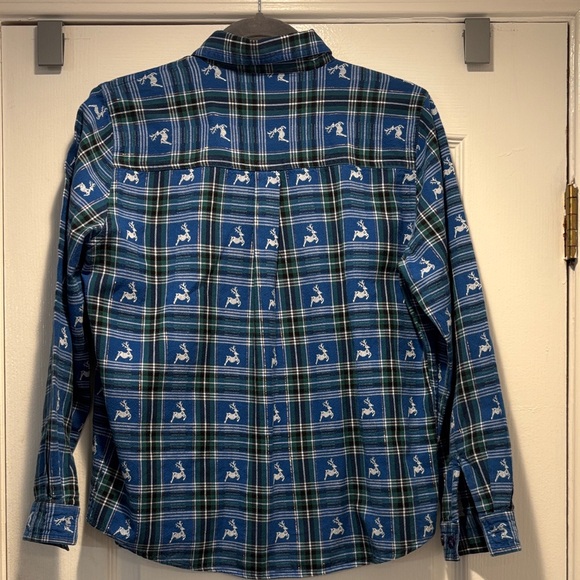 Cabin Creek | Vintage Blue Shirt | Cabincore Deer Cotton Flannel Petite Medium - Picture 6 of 11